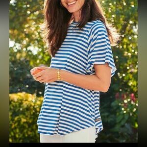 Matilda Jane Woman’s Sincerely Me Tee Top Stripe Short Sleeves Size Large